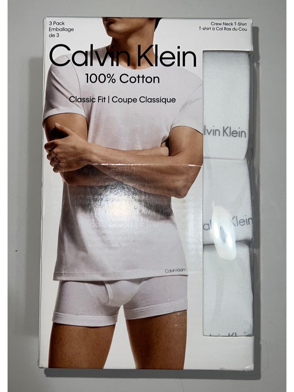 Calvin Klein 100% Cotton Classic Fit Crew Neck T-shirt 3 Pack White NWT Size XL